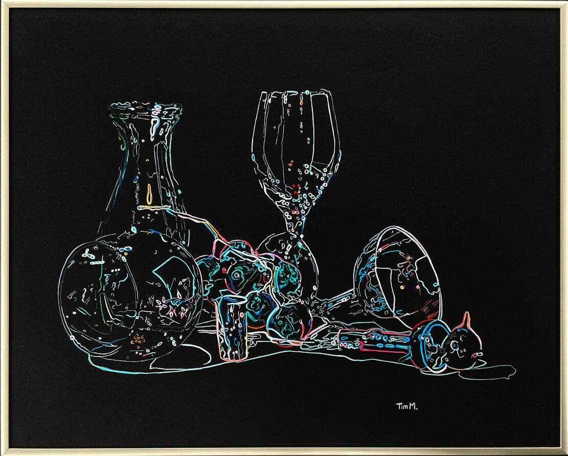 Wine Fragmentation - Acrylic on Board, Private Collection