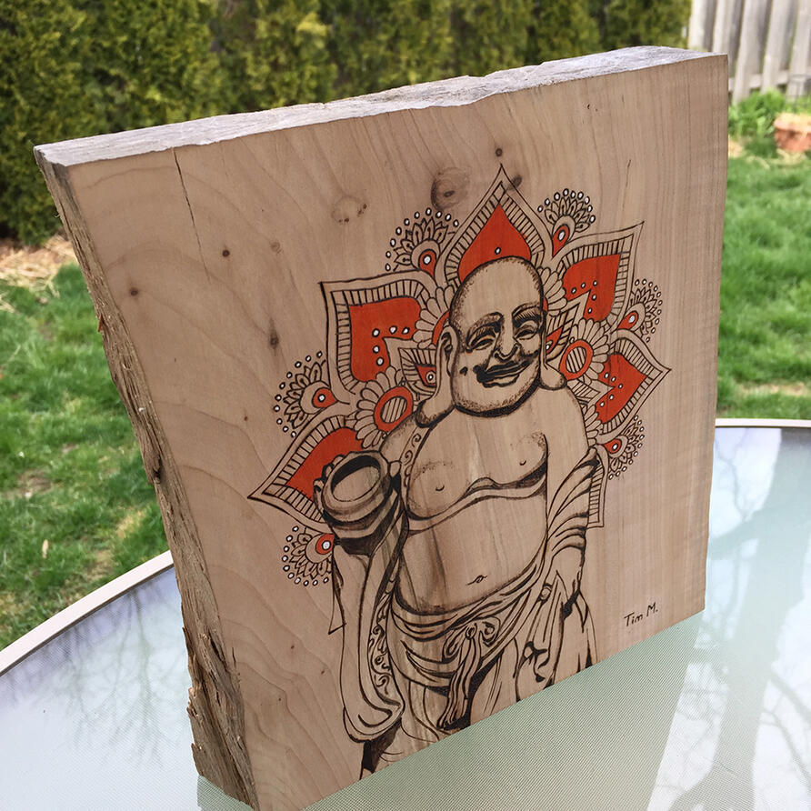 Budha - Pyrography and Ink