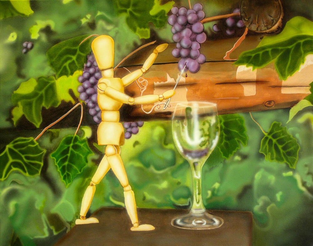 Wooden Wine - Acrylic on Canvas